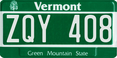 VT license plate ZQY408