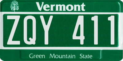 VT license plate ZQY411