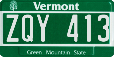 VT license plate ZQY413