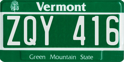 VT license plate ZQY416