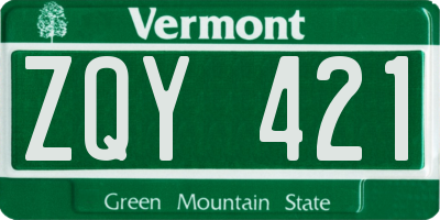 VT license plate ZQY421