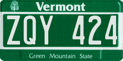 VT license plate ZQY424