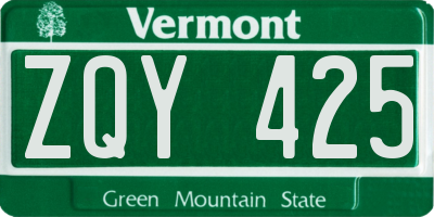 VT license plate ZQY425