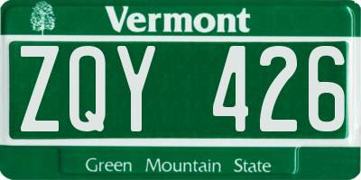 VT license plate ZQY426