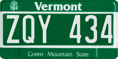 VT license plate ZQY434