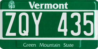 VT license plate ZQY435