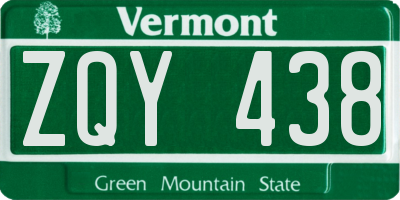 VT license plate ZQY438