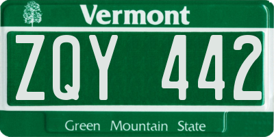 VT license plate ZQY442