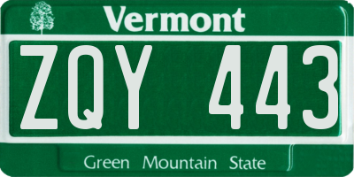 VT license plate ZQY443