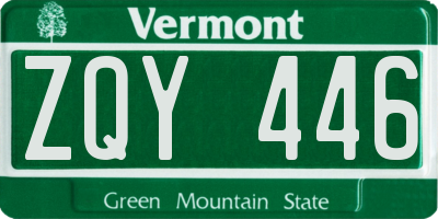 VT license plate ZQY446