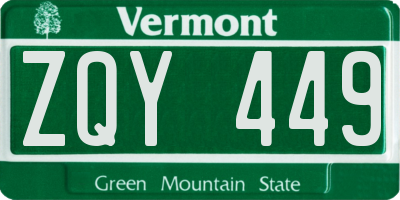 VT license plate ZQY449