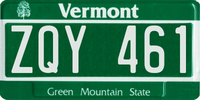 VT license plate ZQY461