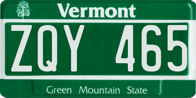 VT license plate ZQY465