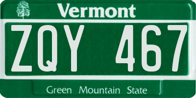 VT license plate ZQY467