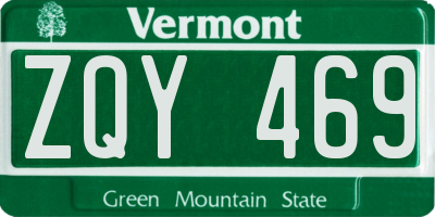 VT license plate ZQY469