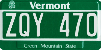 VT license plate ZQY470