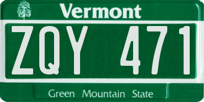 VT license plate ZQY471