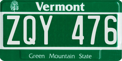 VT license plate ZQY476