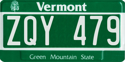 VT license plate ZQY479