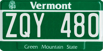 VT license plate ZQY480