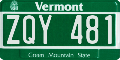 VT license plate ZQY481