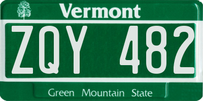 VT license plate ZQY482