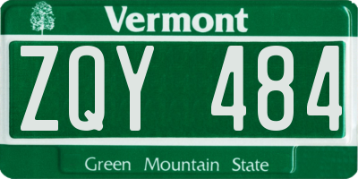 VT license plate ZQY484