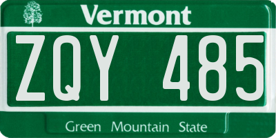 VT license plate ZQY485