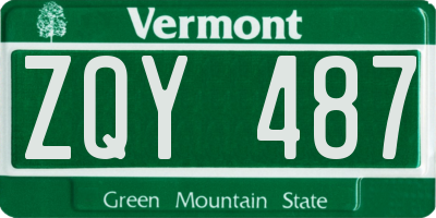 VT license plate ZQY487
