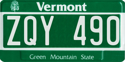 VT license plate ZQY490