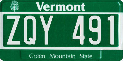 VT license plate ZQY491