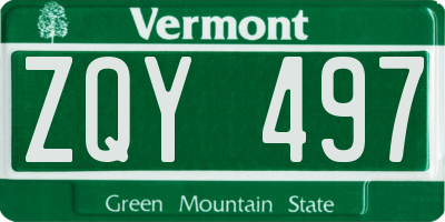 VT license plate ZQY497