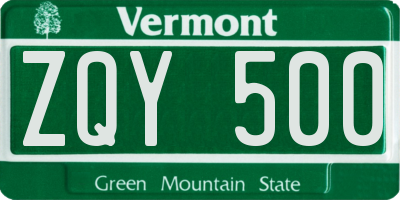 VT license plate ZQY500