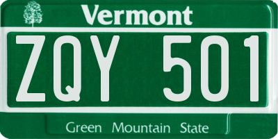 VT license plate ZQY501