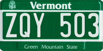 VT license plate ZQY503