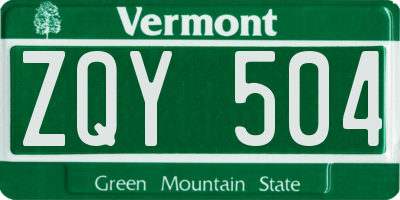 VT license plate ZQY504