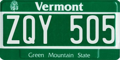 VT license plate ZQY505