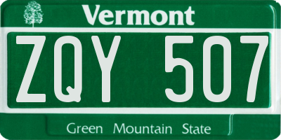 VT license plate ZQY507