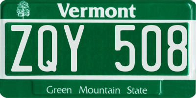 VT license plate ZQY508