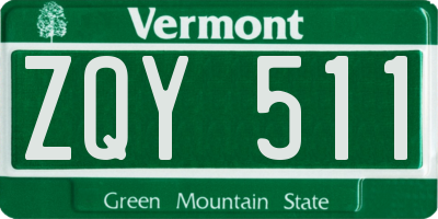 VT license plate ZQY511