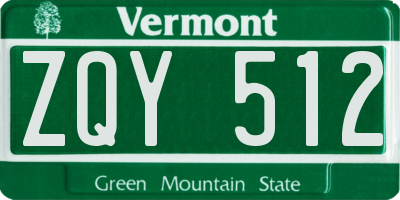VT license plate ZQY512