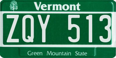 VT license plate ZQY513