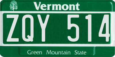 VT license plate ZQY514