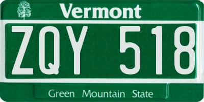 VT license plate ZQY518