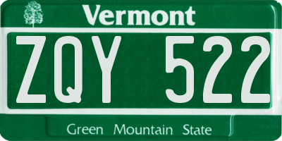 VT license plate ZQY522