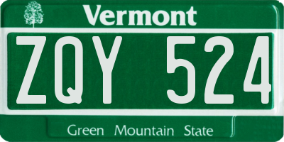 VT license plate ZQY524