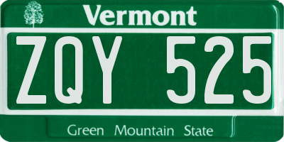 VT license plate ZQY525