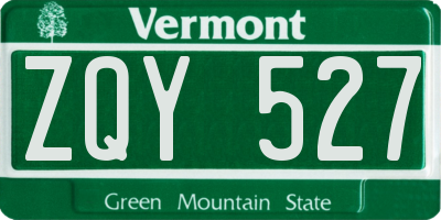 VT license plate ZQY527