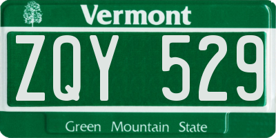 VT license plate ZQY529