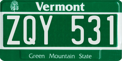 VT license plate ZQY531